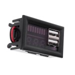 Voltmetru digital cu leduri rosii si indicator, 12 V, incarcare 2 x USB 5V2A, 3 digit, 2 fire, carcasa